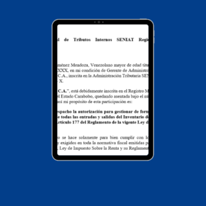 Modelo - Solicitud de Registro Automatizado de Inventario (SENIAT)